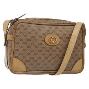 GUCCI Micro GG Supreme Shoulder Bag Pvc Beige Gold